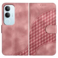 Per vivo Y19s Custodia in pelle con stampa testa di elefante globale con cordino (rosa)