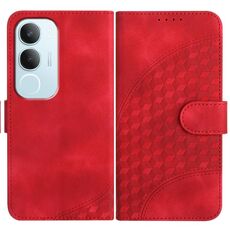 Per vivo Y19s Custodia in pelle con motivo a testa di elefante in rilievo con cordino (rosso)