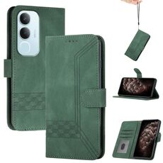Per vivo Y19s Custodia per telefono in pelle con chiusura a scatto Global Cubic Skin Feel (verde)
