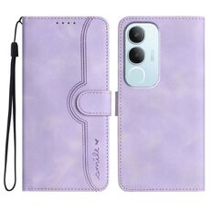 Per vivo Y19s Global Heart Pattern Custodia in pelle per telefono (viola)