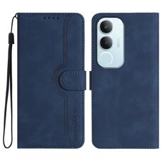 Per vivo Y19s Global Heart Pattern Custodia in pelle con sensazione di pelle (blu reale)