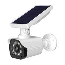 Luce solare da parete con telecamera di sorveglianza con simulazione del rilevamento del corpo umano (bianca)