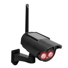 Luce solare da parete con telecamera di sorveglianza con simulazione del rilevamento del corpo umano con rotazione automatica (nero)