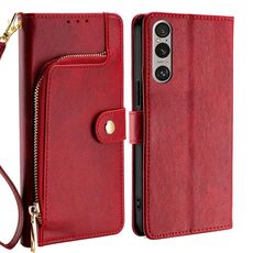 Per Sony Xperia 1 VI Custodia in pelle con cerniera (rosso)