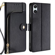 Per Sony Xperia 10 VI Custodia in pelle con cerniera (nero)