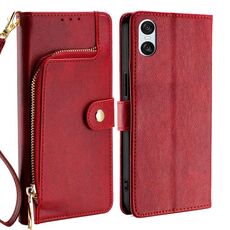 Per Sony Xperia 10 VI Custodia in pelle con cerniera (rosso)