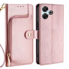 Per Redmi 13 4G Custodia in pelle con cerniera (oro rosa)
