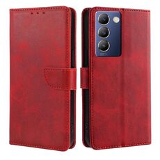 Per vivo Y100 5G IDN Custodia per telefono in pelle con fibbia a ribalta con texture in vitello (rosso)