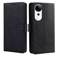 Per vivo S19 Pro Custodia per telefono in pelle con fibbia a ribalta e texture in vitello (nero)