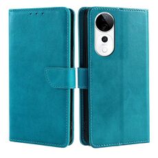 Per vivo S19 Pro Custodia per telefono in pelle con fibbia a ribalta e texture in vitello (blu)