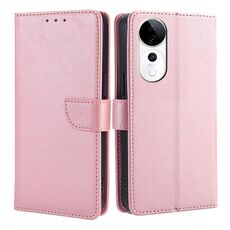 Per vivo S19 Pro Custodia per telefono in pelle con fibbia a ribalta e texture in vitello (oro rosa)