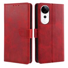 Per vivo S19 Pro Custodia per telefono in pelle con fibbia a ribalta e texture in vitello (rosso)