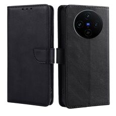 Per vivo X100s Custodia per telefono in pelle con fibbia a ribalta e texture in vitello (nero)