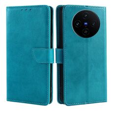 Per vivo X100s Custodia per telefono in pelle con fibbia a ribalta e texture in vitello (blu)