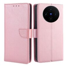Per vivo X100s Custodia per telefono in pelle con fibbia a ribalta e texture in vitello (oro rosa)