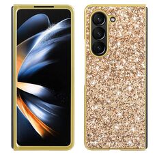 Per Samsung Galaxy Z Fold6 Custodia per telefono in TPU antiurto con polvere glitterata (oro)