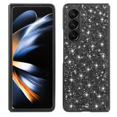 Per Samsung Galaxy Z Fold6 Custodia per telefono in TPU antiurto con polvere glitterata (nero)