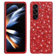 Per Samsung Galaxy Z Fold6 Custodia per telefono in TPU antiurto con polvere glitterata (rosso)