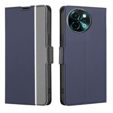 Per vivo Y38 5G / T3x Custodia per telefono in pelle con pulsanti laterali con trama in twill globale (blu)