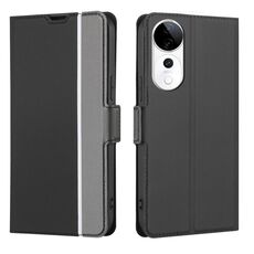 Per vivo S19 Pro Twill Texture Custodia in pelle con pulsanti laterali (nero)