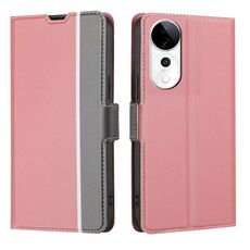 Per vivo S19 Pro Twill Texture Custodia in pelle con pulsanti laterali (rosa)