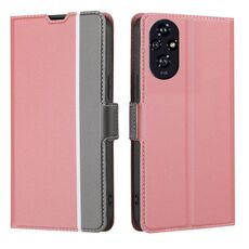 Custodia per telefono in pelle con pulsanti laterali in twill texture per Honor 200 5G (rosa)
