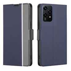 Custodia per telefono in pelle con pulsanti laterali e texture in twill globale per Honor 200 Lite 5G (blu)