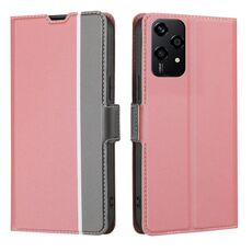 Per Honor 200 Lite 5G Custodia per telefono in pelle con pulsanti laterali in twill texture globale (rosa)