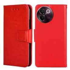 Per vivo V30e 5G Custodia per telefono in pelle con texture di cristallo globale (rosso)