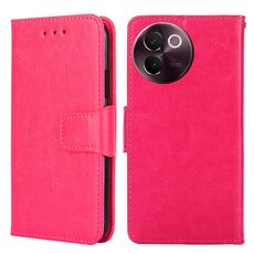 Per vivo V30e 5G Custodia per telefono in pelle con texture di cristallo globale (rosso rosa)