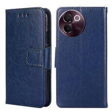 Per vivo V30e 5G Custodia per telefono in pelle con texture di cristallo globale (blu reale)