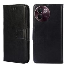 Per vivo V30e 5G Custodia per telefono in pelle con texture di cristallo globale (nero)