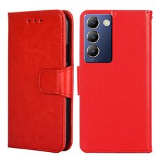 Per vivo Y100 5G IDN Custodia in pelle con texture di cristallo (rosso)