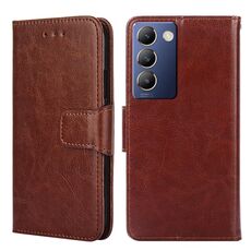 Per vivo Y100 5G IDN Custodia in pelle con texture di cristallo (marrone)