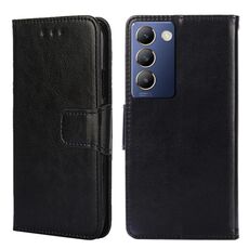 Per vivo Y100 5G IDN Crystal Texture Custodia in pelle per telefono (nero)