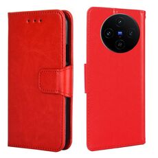 Per vivo X100s Custodia per telefono in pelle con texture di cristallo (rosso)