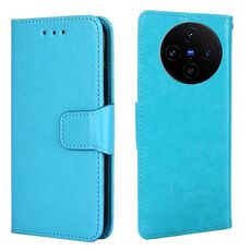 Per vivo X100s Custodia per telefono in pelle con texture di cristallo (blu cielo)