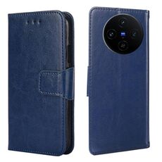 Per vivo X100s Custodia in pelle con texture di cristallo (blu reale)