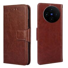 Per vivo X100s Custodia in pelle con texture di cristallo (marrone)