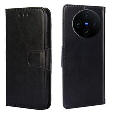 Per vivo X100s Custodia per telefono in pelle con texture di cristallo (nero)