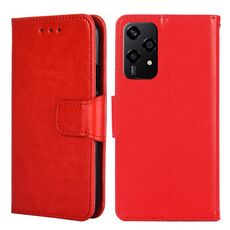 Per Honor 200 Lite 5G Custodia per telefono in pelle con texture di cristallo globale (rosso)