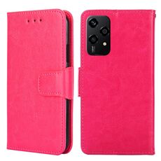 Per Honor 200 Lite 5G Custodia per telefono in pelle con texture di cristallo globale (rosso rosa)