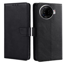 Per Tecno Camon 30 Pro 5G Custodia in pelle con fibbia a ribalta con texture in vitello (nero)