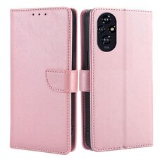 Custodia per telefono in pelle con fibbia a ribalta con texture in vitello per Honor 200 5G (oro rosa)