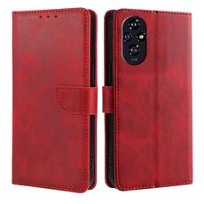 Custodia per telefono in pelle con fibbia a ribalta con texture in vitello per Honor 200 5G (rosso)