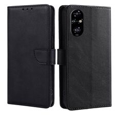 Per Honor 200 Pro 5G Custodia per telefono in pelle con fibbia a ribalta e texture in vitello (nero)