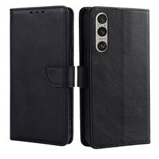 Per Sony Xperia 1 VI Custodia per telefono in pelle con fibbia a ribalta e texture in vitello (nero)