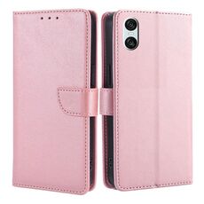 Per Sony Xperia 10 VI Custodia in pelle con fibbia a ribalta e texture in vitello (oro rosa)