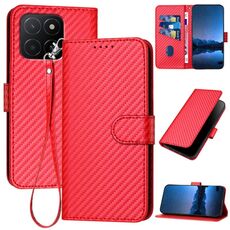Per Honor X5b / X5b Plus Global YX0070 Custodia per telefono in pelle con fibbia in fibra di carbonio con cordino (rosso)