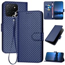 Per Honor X5b / X5b Plus Global YX0070 Custodia per telefono in pelle con fibbia in fibra di carbonio con cordino (blu reale)
